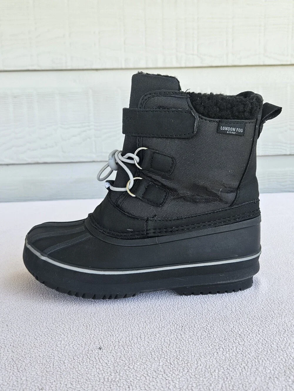 London Fog Oxford Snow Winter Boot Toddler SZ 13 Black Waterproof Hook & Loop